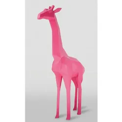 Casa Padrino XXL Deko Skulptur Giraffe Rosa H. 140 cm - Abstrakte Garten Deko Figur