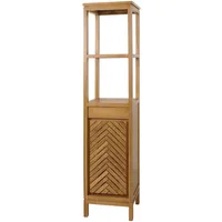 Mendler Teak-Hochschrank HWC-M74, Badschrank, 1 Tür 4 Fächer, hochwertiges
