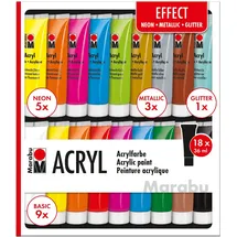 Marabu Acrylfarben Set Effect, mit 18 x 36 ml