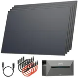 Solarway Balkonkraftwerk mit Speicher All in One 2000 Wp / 800 Watt 1,6 kWh Anker Solix 2 Pro, 2000 W, (500Wp, 1600Wh Batterie, Kabel Schuko zu Betteri, MC4-Stecker), Monokristallin, Solaranlage Komplettset - Solarmodule & Anker Speicher schwarz