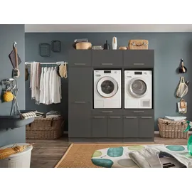 laundreezy Waschmaschinenschrank 185 x 200 x 67,5 cm Grau Metall