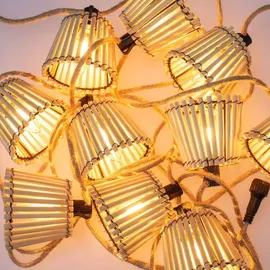 Licht-Erlebnisse Lichterkette Solar 5 m IP44 Bambus Schirme beige