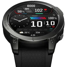 Zeblaze Stratos 3 BT 46,3 mm Kunststoffgehäuse schwarz Silikonarmband schwarz M