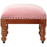 Homescapes Samthocker rosa 50x30 cm, rechteckiger Hocker, mit Holzbeinen,