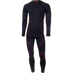 Funktionsunterwäsche Herren Set | Thermounterwäsche | Seamless | Schwarz/Rot XL