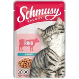 Schmusy Sparpaket SCHMUSY Ragout Pouch Rind in Sauce 44 x 100g Frischebeutel Katzennassfutter