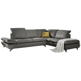 W.Schillig Eckcouch Leder 2-Sitzer Grau