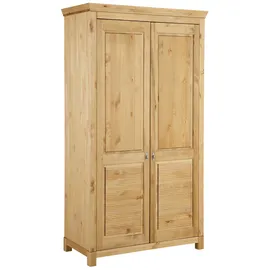 Home Affaire Kleiderschrank »Rauna, mit Lamellen und Kassetten, klassischer Landhausstil, rustikal«, (2 Breiten: 113/159 cm H/T ca. 195/60 cm), massive Kiefer, Metallgriffe, mehrere Varianten, zeitloses Design