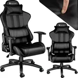 Tectake tectake® Premium Racing Gaming Stuhl, ergonomische Form, mit verstellbarer Rückenlehne, Kunstlederbezug, abnehmbares Nacken- und Lendenkissen, Belastbarkeit 120 kg