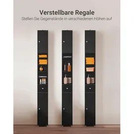 SoBuy Badezimmerschrank mit 5 Fächern und 1 Schublade Holz Schwarz BZR34-SCH