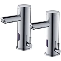 2pcs Elektronische Infrarot-Wasserhahn Kalt- und Warmwasser Automatische Mischbatterie Messing Chrom Automatische Waschbeckenarmatur für Badezimmer