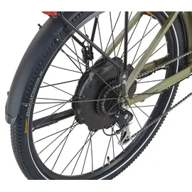Prophete Stack 2.0 E-ATB 29" – enovation Hinterradmotor 250W, 130 km Reichweite, Shimano Alivio 9-Gang, Hydraulische Scheibenbremsen, LED-Beleuchtung, Li-Ion Akku 48V 480Wh, Moosgrau