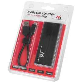 Maclean Brackets Maclean MCE443 NVMe SATA SSD M.2 Gehäuse NVMe (PCIe), NGFF (SATA) Unterstützt USB 3.1 2230/2240/2260/2280 USAP Kompatibel mit PC und Mac Aluminium Plug&Play Schwarz