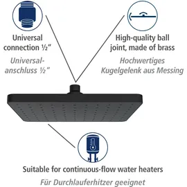 Wenko Regenduschkopf Automatic Cleaning schwarz 25 x 17 cm
