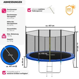 Tectake Garfunky 457 cm inkl. Sicherheitsnetz und Leiter schwarz/blau