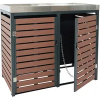 Mendler 2er Mülltonnenverkleidung HWC-K14, Mülltonnenbox mit Pflanzkasten, 124x134x84cm WPC