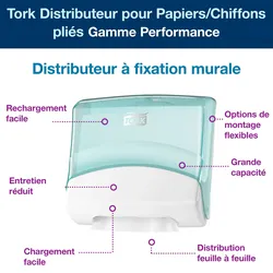TORK Performance Einzeltuchspender 654000 türkis / weiß, Kunststoff, W4
