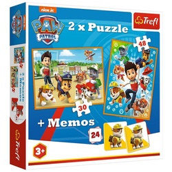 PAW PATROL Puzzle Memo und Puzzle Box Paw Patrol Memo Spiel & Puzzle, 30 & 48 Teile, 48 Puzzleteile