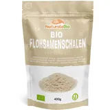 Bio Flohsamenschalen, 99% Reinheit, 400g natürliche Flohsamenschalen, Psyllium Samenschalen, Naturbelassen, rein, Ballaststoffreich, Vegan, Zum Auflösen in Wasser, Getränken und Säften, NaturaleBio.