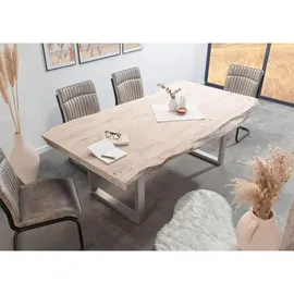 Massivmoebel24 Baumtisch Akazie 190 x 78 x 110 cm beige