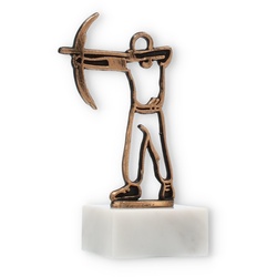 Pokal Konturfigur Bogen altgold auf weißem Marmorsockel 15,5cm