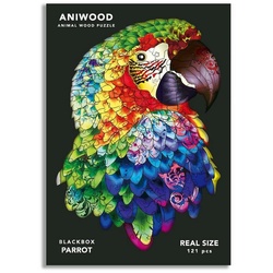 ANIWOOD Konturenpuzzle ANIWOOD,Papagei,Holz,mehrfarbig, 121 Puzzleteile, Größe M (19,8 x 28,0 x 0,5 cm) bunt