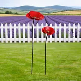 Blumen Gartenstecker mit Vogeltränke & Insektentränke – Winterfeste Gartendeko aus Metall, langlebiger Pflanzenstecker für Frühling&Sommer,ideale Outdoor-Dekoration für Garten,Balkon&Terrasse (D2)