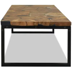 vidaXL Couchtisch Teak Harz : Farbe - Schwarz, Größe - 110 x 60 x 40 cm