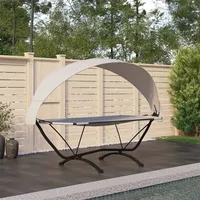 Outdoor-Loungebett mit Dach Creme Stahl und Oxford-Stoff - Beige