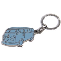 BRISA VW Collection - Volkswagen Metall Schlüssel-Anhänger-Ring Schlüsselbund-Accessoire Keyholder im T1 Bulli Bus Design (Silhouette/Türkis)