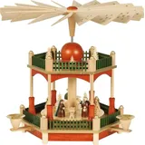 Richard Glaesser Weihnachtspyramide Pyramide Heilige Familie 1-stöckig, Höhe 28 cm, Handwerkskunst aus dem Erzgebirge