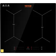 Vevor Induktionskochplatte Induktionskochfeld 6800 W, 4 Platten Induktionskochplatte Touchscreen 9 Heizstufen, Eingebauter Induktionsherd Kochfeld Automatischer Abschaltung - Kindersicherung