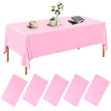 5 Stück Tischdecke Rosa aus Kunststoff, 137 x 274 cm Party Tischdecke, Papiertischdecke Rolle, Biertisch Tischdecke für Partys, Hochzeiten, Picknicks