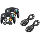 2 Controller Schwarz + Verlängerungskabel für Nintendo Game Cube Controller Schwarz GC Verlängerung Extansion Nintendo Wii Cable