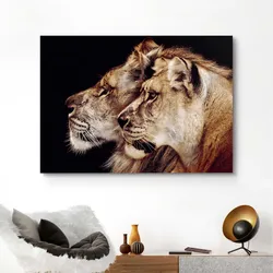Reinders! Wandbild »Wandbild Löwe und Löwin Raubtier - Löwenkopf - Seitenporträt«, Löwen, (1 St.) Reinders! Farbe Bild(er): braun