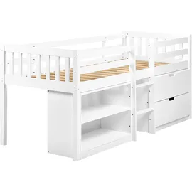 Beliani Halbhochbett Susville 90 x 200 cm Holzwerkstoff weiß
