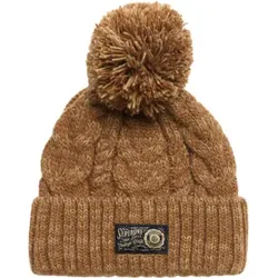 Superdry Unisex. Y9010189A Braune grob geflochtene Strickmütze (OSFA), Lässig, Acryl