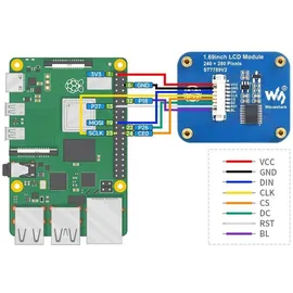 Waveshare 1.69inch LCD Display Module 240x280 IPS, SPI Interface 262K Colors
