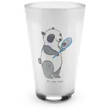 Mr. & Mrs. Panda Glas Panda Badminton - Transparent - Geschenk, Latte Macchiato, Glas, Bad, Premium Glas, Edles Matt-Design