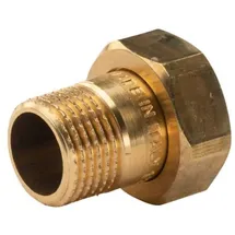 Tradecom Messing Gewinde-Fitting Schaft flachdichtend mit Kappe 1/2'AG (DN 15) - 3/4'IG (DN 20) Fitting