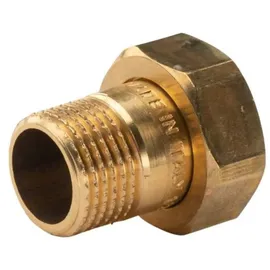 Tradecom Messing Gewinde-Fitting Schaft flachdichtend mit Kappe 1/2'AG (DN 15) - 3/4'IG (DN 20) Fitting