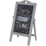 Mendler Werbetafel HWC-E51, Aufsteller Kreidetafel, 66x37x27cm Shabby-Look Vintage ~ grau