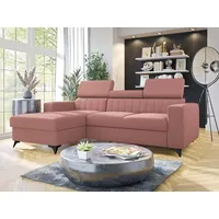 MIRJAN24 Ecksofa Milano, mit Schlaffunktion und Bettkasten, Einstellbare Kopfstützen rosa