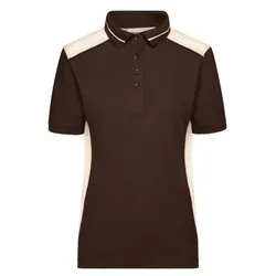 Damen Workwear Poloshirt Kontrast JN857, braun/stein-grau, Größe XL - braun - XL