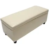 Mendler Aufbewahrungs-Truhe Sitzbank Kriens, Leder + Kunstleder, 112x45x45cm - Creme
