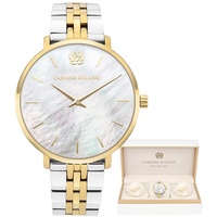 L'AMORE MILANO Damenuhr Rosenbox - Schönes Geschenk für Frauen - Hochwertige Armbanduhr Damen - Geschenkidee für Freundin & Mama - Elegante Bicolor Damen Uhr Gold Silber