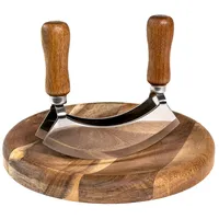 Intirilife Wiegemesser mit Schneidebrett Kräutermesser in Braun - Gr.: onesize