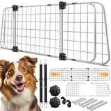 Lovpet LovPet® Hundegitter Auto, Autoschutzgitter Trenngitter Universal, verstellbare Breite, Kopfstütze Kofferraum Autogitter Maße 30 x 91-153 cm Kofferraumgitter,+ 2x Sicherheitsgurt für Hunde