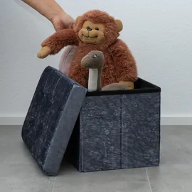 Intirilife Sitzwürfel mit Stauraum 49 x 30 x 30 cm Samt Grau