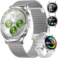 DREMAC ‎ FV16-B Smartwatch (3,3 cm, android ios), Smartwatch Damen mit AMOLED Display Anrufen Zyklus und Fitness silberfarben